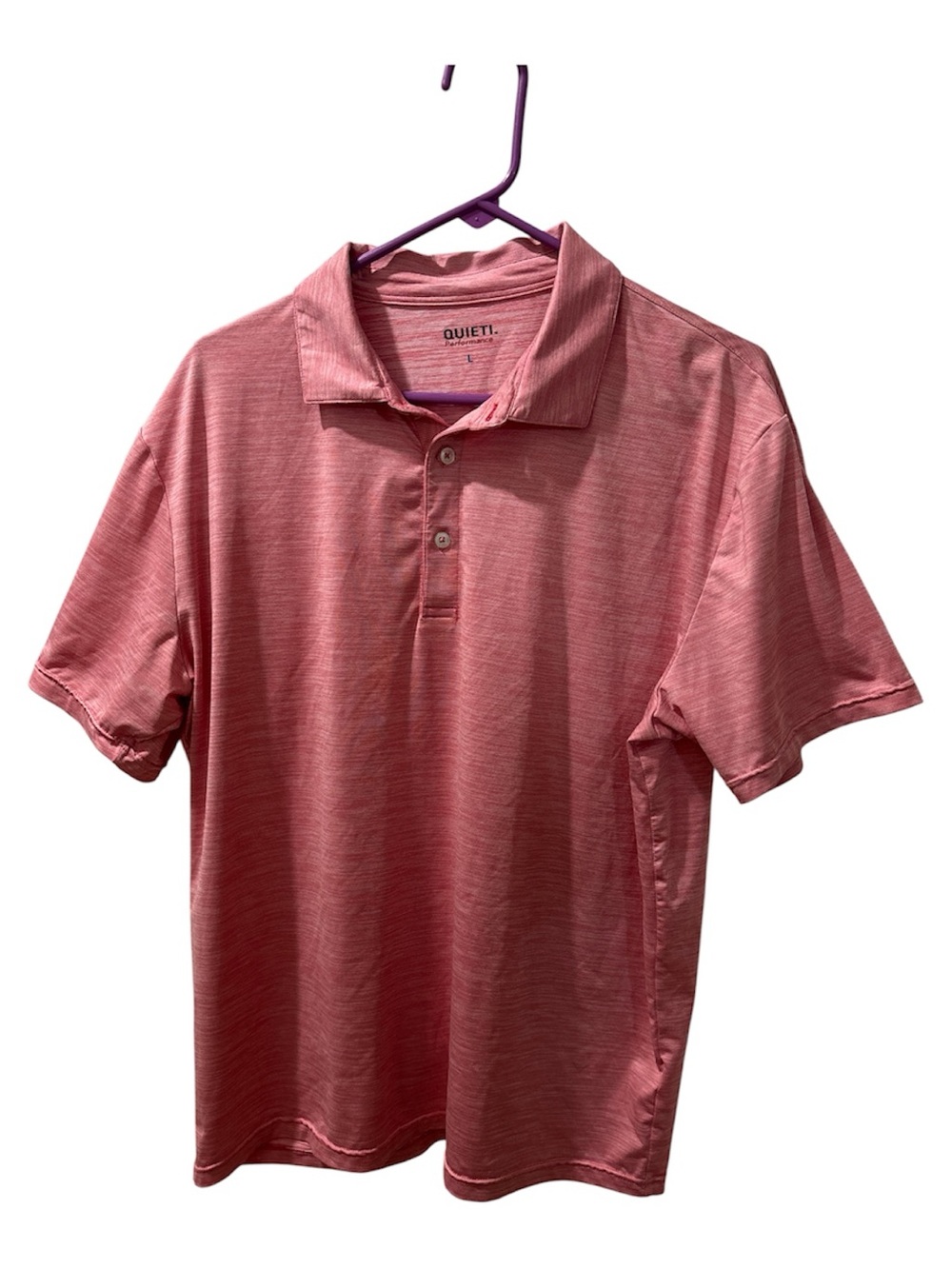Quieti Performance Pink Space-Dye Golf Polo Shirt (Men's Large)